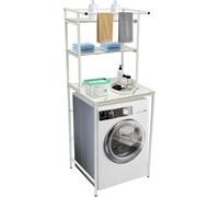 Meuble de rangement pour machine à laver, avec porte-serviettes, pieds réglables en hauteur, meuble de salle de bain adapté aux salles de bain et buanderies, dimensions : 69 x 60 x 176 cm