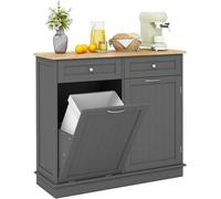 Meuble de rangement pour poubelle de 42 litres, armoire de cuisine avec un grand plan de travail et 2 tiroirs, ainsi qu'une étagère réglable, meuble pour poubelle avec support intégré, armoire de cuis