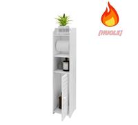 Meuble de rangement pour salle de bain, 15*17*76cm Meuble de salle de bain à une porte et deux compartiments, blanc.