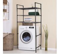 Meuble de rangement pour salle de bains-Meuble de rangement pour lave-linge avec 3 étagères-noir-70*26*150cm-XJING