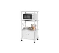 meuble de rangement roulant chariot de cuisine de service desserte micro-onde à roulettes en bois, frg12-w
