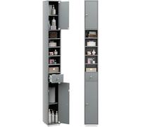 Meuble de Rangement Salle de Bain, Armoire de Toilette, 20 x 20 x 180 cm, Gris