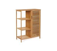 Meuble De Rangement Bambou Bea Salle De Bain 3 Étagères Avec Placard