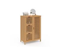Meuble de rangement salle de bain bambou BEA 3 tiroirs avec placard