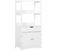 Meuble de rangement salle de bain - kleankin - 2 portes tiroir 3 étagères mobilier - MDF - 60x33x122cm - blanc