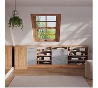 Meuble de rangement sous pente Rion, 60x81.6cm avec 4 compartiments, Chêne de force doré, Vicco 58507