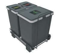 Meuble de rangement sous vasque, avec compartiments de tri, 18 + 8 + 8 litres, couleur grise