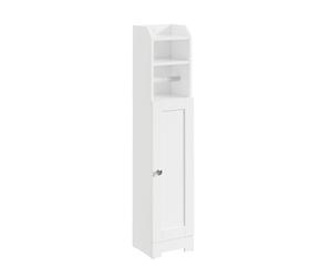 Meuble de rangement WC - SOBUY - Blanc - 3 niveaux ouverts - 20×18×95 cm - MDF - Peinture à l'eau - Poignée argentée