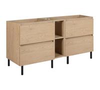 Meuble de salle de bain 140 CM (2 X 60 + 20) + pieds meuble , chêne clair 140 x 80,7 x 46 cm