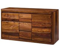 Meuble de Salle de Bain 145x50x80 en Bois de Sheesham Noisette laqué Toronto #312, Couleur:Marron foncé laqué, Mesure:145x50x80 cm (LxPxH)