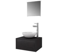 Meuble de salle de bain 4 pcs avec lavabo et robinet - vidaXL - aggloméré - noir - gain de place - 280 x 100 mm 269gyh96n