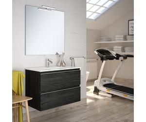 Meuble de salle de bain 70 cm simple vasque 2 tiroirs BALEA ebony (bois noir) COSYNEO INGBALEA70EBO
