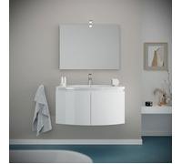 MEUBLE DE SALLE DE BAIN 80CM AVEC PANNEAU FRONTAL ARRONDI ET DEUX PORTES EN BLANC BRILLANT | GARDA