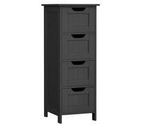 Meuble de Salle de Bain, Armoire sur Pied, avec 4 Tiroirs, 30 x 30 x 82 cm, pour Salle de Bain, Style Moderne, Noir d'Encre