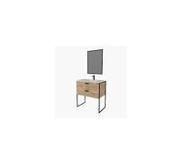 Meuble de Salle de Bain AURLANE Edge 80cm Bois Miroir Plan Vasque