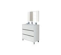 Meuble de salle de bain avec 3 portes coloris blanc - Hauteur 88 x Longueur 81 x Profondeur 47 cm - -