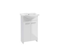 .Deftrans Domodomo - Armoire de Salle de Bain avec lavabo - 85 x 45 x 26 cm - Blanc - en céramique - Meuble sur Pied pour Petite Salle de Bain