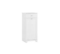 Meuble de salle de bain avec panier à linge 1 tiroir 1 porte MDF Blanc 40x38x90 cm BZR21-II-W