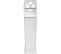 Meuble de salle de bain avec porte-papier toilette - Modèle sur pied - Étanche - Résistant à la moisissure - Matériau WPC - 1 porte - Capacité de charge de 2 kg par étagère - Blanc