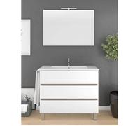 Meuble de salle de bain BALDER 100CM Blanc avec plan vasque et miroir. Avec porte serviettes en cadeau!!!