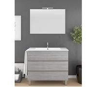 Meuble de salle de bain BALDER 70CM Chêne smoky avec plan vasque et miroir. Avec porte serviettes en cadeau!!!