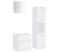 vidaXL Ensemble de meubles de salle de bain – Blanc aggloméré – Miroir inclus – Montage facile