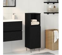 vidaXL Cabinet de Salle de Bain avec Porte Chêne Noir 30 x 30 x 100 cm, Armoire de Salle de Bain Moderne, Rangement Minimaliste, Meuble Compact, Facile à Assembler, Organisateur Pratique