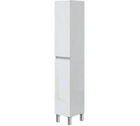 Meuble de salle de bain - Colonne - Décor Blanc brillant - 2 portes - L30 x P35 x H182 cm - NEREA