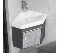 Meuble de salle de bain d'angle avec lavabo Ceic Cact 38/43/48 cm - Gain de place - Lavabo d'angle pour WC - Triangle - Fixation murale - Idéal pour les petites