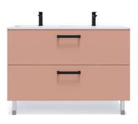 Meuble de salle de bain double vasque 120cm 2 tiroirs Abricot - Chelsea