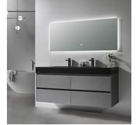 Meuble de salle de bain double vasque 150cm gris et noir avec miroir LED LB-8476S LuxuryBain-