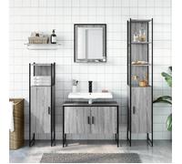 Meuble de salle de bain en 4 pcs - ARMOIRE/COLONNE WC - sonoma gris 80x33x60 cm L4307