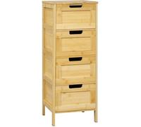 Meuble de Salle de Bain en Bambou - EUGAD Armoire Étroite à 4 Niveaux - Tiroirs Amovibles - 30x30x80cm