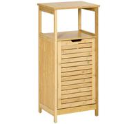 Meuble de salle de bain en bambou - Panier à linge intégré - Meuble de rangement - Petit meuble étroit - Meuble compact - Gain de place