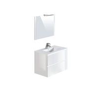 Meuble de salle de Bain en bois agglomere coloris blanc brillant - Longueur 80 x profondeur 45 x Hauteur 85 cm --