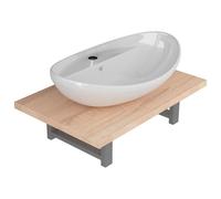 Meuble de salle de bain en deux pièces Céramique Chêne