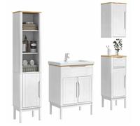 Meuble de salle de bain en FLORO 4 pcs - ARMOIRE/COLONNE WC - Blanc 35x30x160 cm L5074