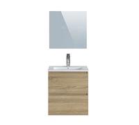 Meuble de salle de bain en melamine coloris chene - L.60 x P. 45 x H. 85 cm --