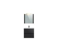 Meuble de salle de bain en melamine coloris gris brillant - Longueur 60 x profondeur 45 x Hauteur 85 cm --