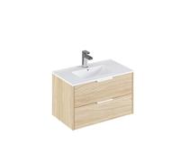 Meuble de salle de bain en melamine coloris naturel - Longueur 81 x profondeur 47 x Hauteur 49 cm --
