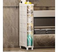 Meuble de salle de bain étroit et fin à 3/4/5 niveaux avec tiroirs et roulettes en plastique - Rangement peu encombrant pour les petites zones et les espaces