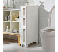 Meuble de salle de bain étroit et mince pour économiser de l'espace sur le côté des toilettes, armoire d'angle haute avec grande capacité élégante pour petites salles de bains
