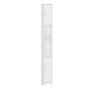 Meuble de Salle de Bain Étroit, Meuble de Rangement avec Compartiment Ouverts et 2 Portes, Étagères Réglables, pour Salle de Bain, Salon, Chambre, 20 * 20 * 180 cm, Blanc À propos de cet article1.Beau
