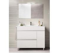 Meuble de salle de bain FENRIR 100CM Blanc avec plan vasque et miroir. Avec porte serviettes en cadeau!!!