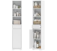 HOMCOM Meuble de Salle de Bain Haut avec Porte, Tiroir 33x30x172cm Blanc