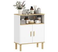 Meuble de salle de bain - HOMCOM - 2 portes, compartiment ouvert, étagère réglable - bois - 60x29,5x76,5cm - blanc et naturel