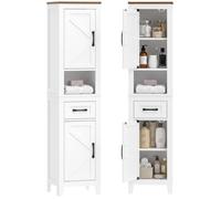 Meuble de salle de bain - HOMCOM - 2 portes, tiroir, compartiment ouvert et étagères réglables - bois - 34,5 x 30 x 148 cm - blanc