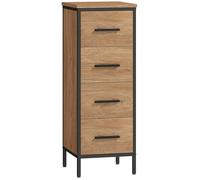 Meuble de salle de bain - HOMCOM - étroit - 4 tiroirs et structure en acier - 30 x 30 x 82 cm - chêne
