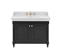 Meuble de salle de bain JACOB DELAFON Cléo 1889 Gris Intense + plan vasque 3 trous + mélangeur croisillon lavabo or