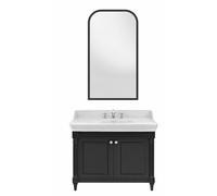 Meuble de salle de bain JACOB DELAFON Cléo 1889 Gris Intense + plan vasque 3 trous + miroir + mélangeur croisillon lavabo chromé